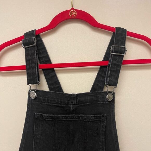 Old Navy Black Straight Fit Overalls with distressed detailing on knees size 6 - Picture 2 of 9